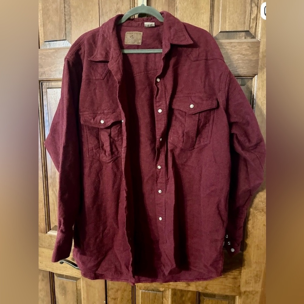Vintage Moose Creek Heavyweight Flannel Shirt Deep Red Men's XL - Picture 2 of 7